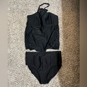 Black Halter Swimsuit Set